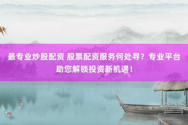 最专业炒股配资 股票配资服务何处寻？专业平台助您解锁投资新机遇！