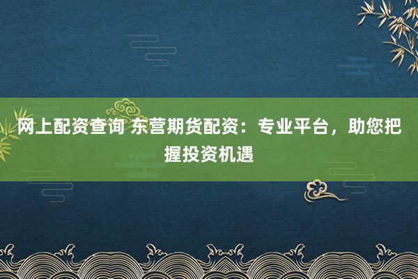 网上配资查询 东营期货配资：专业平台，助您把握投资机遇