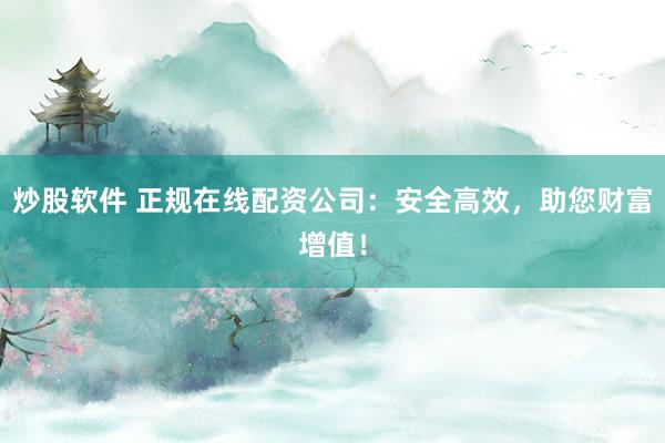 炒股软件 正规在线配资公司：安全高效，助您财富增值！