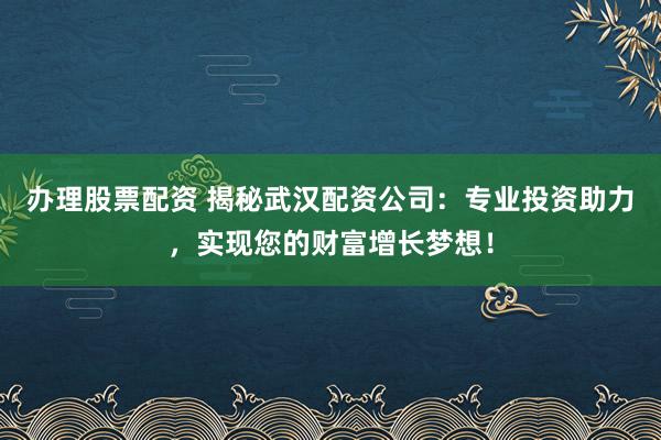 办理股票配资 揭秘武汉配资公司：专业投资助力，实现您的财富增长梦想！