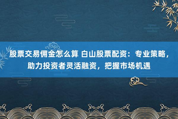 股票交易佣金怎么算 白山股票配资：专业策略，助力投资者灵活融资，把握市场机遇