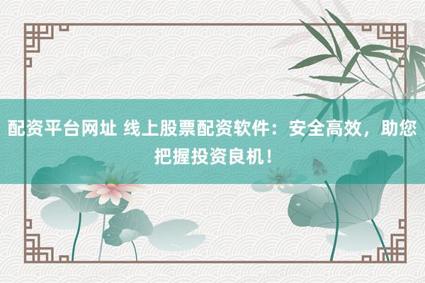 配资平台网址 线上股票配资软件：安全高效，助您把握投资良机！